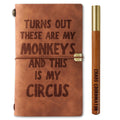 InnoBeta Funny Journal for Boss, Coworkers, Leather Journal Notebook 7x5 Inches, Refillable Sketchbook, Lined Planner for Birthday, Christmas, Turns Out These Are My Monkeys And This Is My Circus