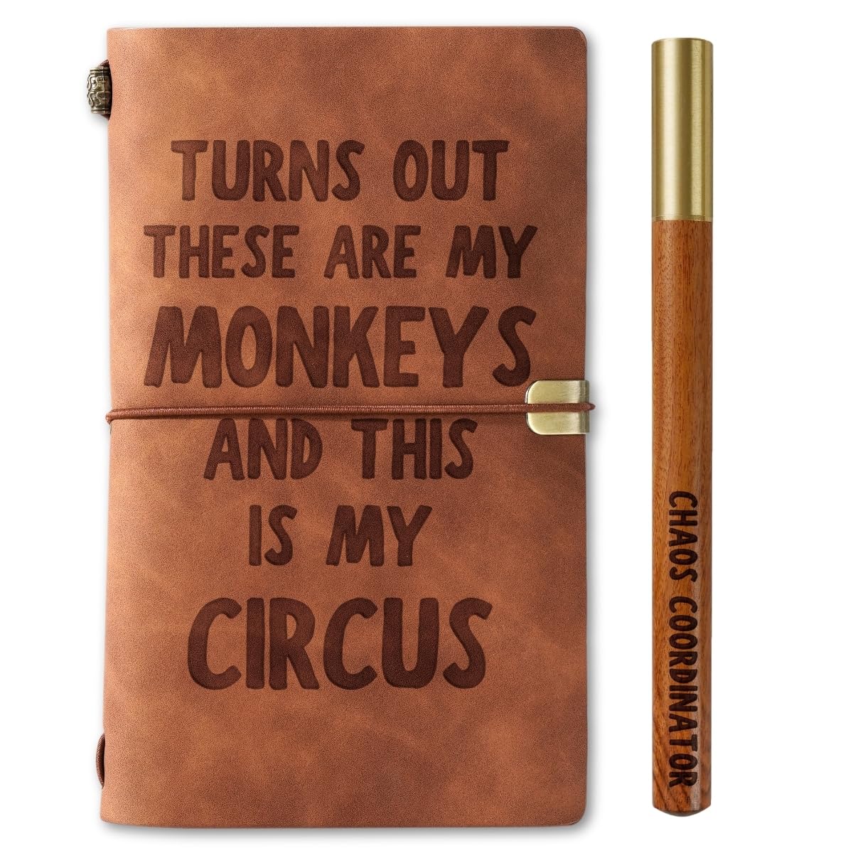 InnoBeta Funny Journal for Boss, Coworkers, Leather Journal Notebook 7x5 Inches, Refillable Sketchbook, Lined Planner for Birthday, Christmas, Turns Out These Are My Monkeys And This Is My Circus