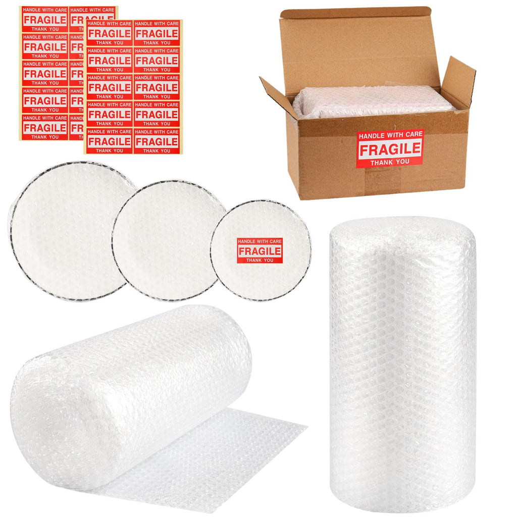 2-Pack Bubble Cushioning Wrap Rolls for Packing Moving Shipping,12"x 72' ft Total Bubble Packing Wrap with 20 Fragile Stickers,Perforated Every 12",Cushioning Rolls for Moving Box Bubbles Pack Wrap