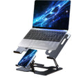 Ergonomic 2-in-1 Laptop Cooling Stand with Phone Holder, Portable Laptop Riser, Laptop Stand for Desk Foldable, Computer Notebook Stand Holder, Fits All Laptops up to 10-17.3''