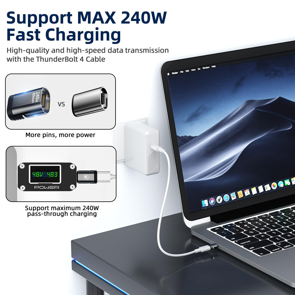 DuHeSin USB C Magnetic Adapter 240W, (2 Pack) Magnetic USB C Adapter 24 Pin Straight with USB4 40Gbps 8K 60Hz Video for iPhone 15/16 Series, Thunderbolt 3/4, MacBook Pro/Air and More Type C Devices