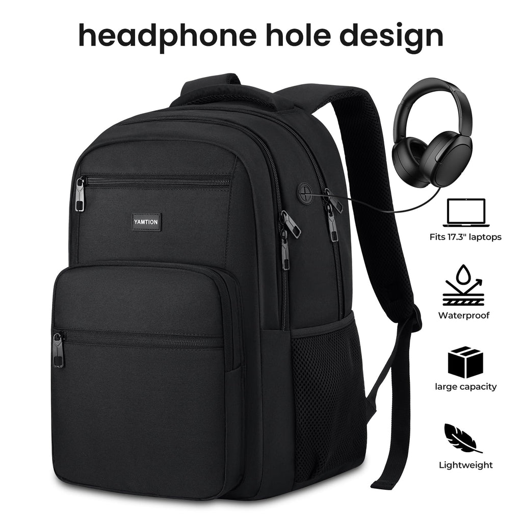 Laptop Backpack for Men and Women, Black Backpack, School Backpack for Boys and Girls, Bookbag, Work Backpack Fits 15.6 Inch Laptop and Notebook