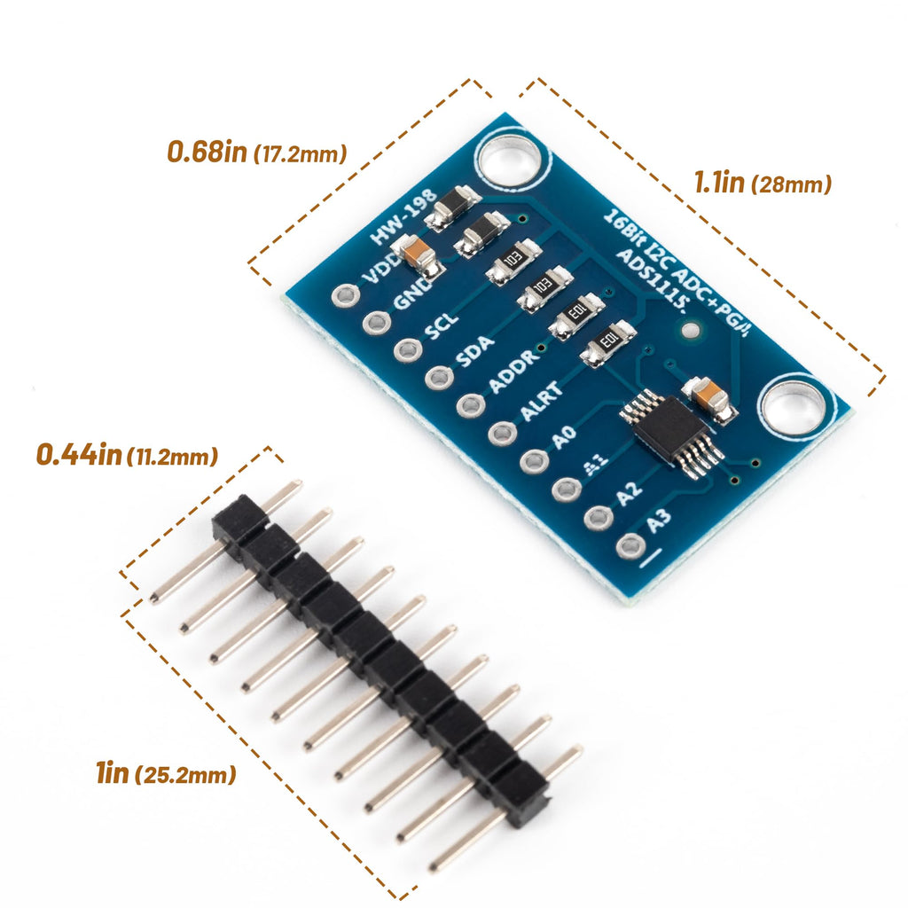 3 PCS ADS1115 16 Bit 16 Byte 4 Channel I2C IIC Analog-to-Digital ADC PGA Converter with Programmable Gain Amplifier High Precision ADC Converter Development Board for Arduino Raspberry Pi