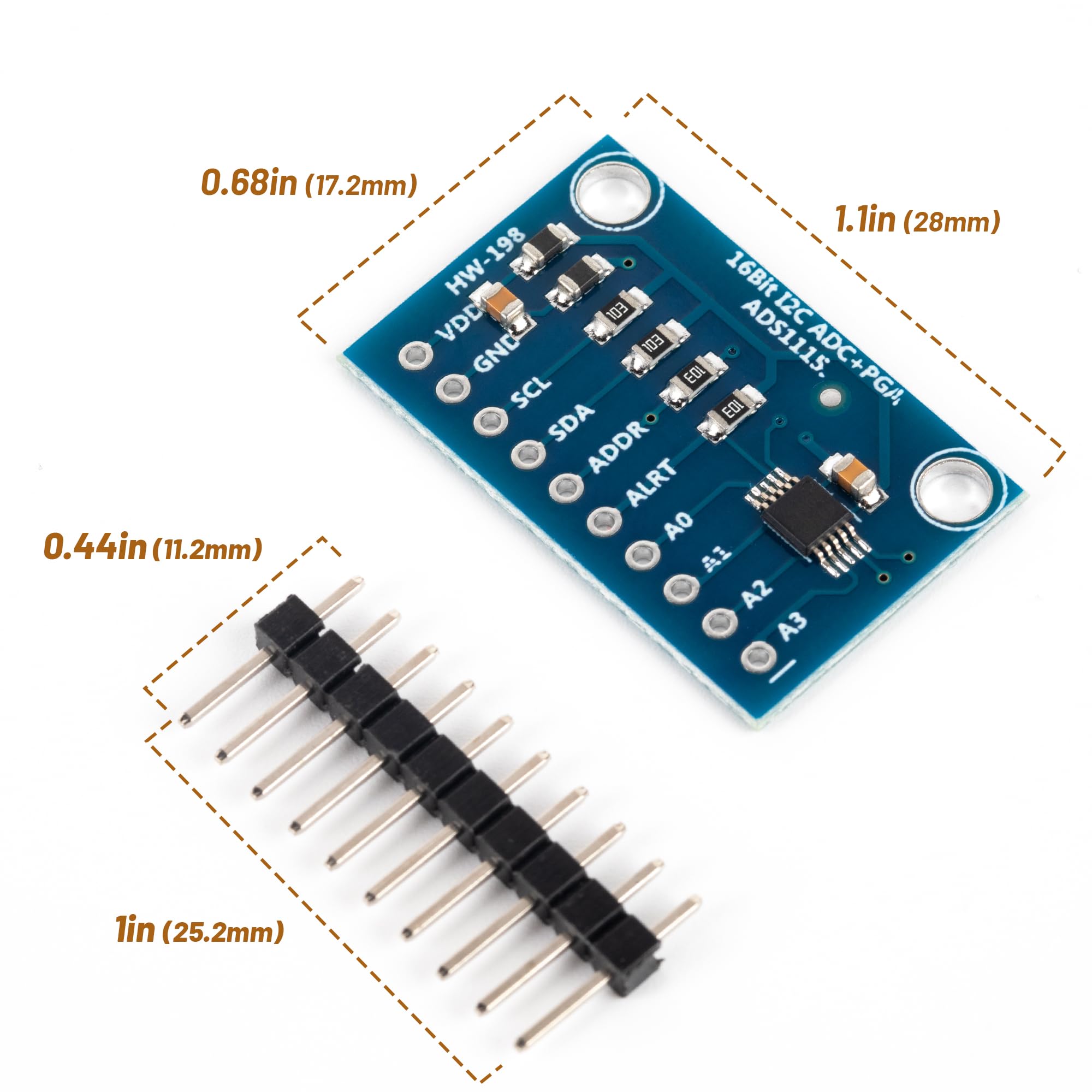 3 PCS ADS1115 16 Bit 16 Byte 4 Channel I2C IIC Analog-to-Digital ADC PGA Converter with Programmable Gain Amplifier High Precision ADC Converter Development Board for Arduino Raspberry Pi