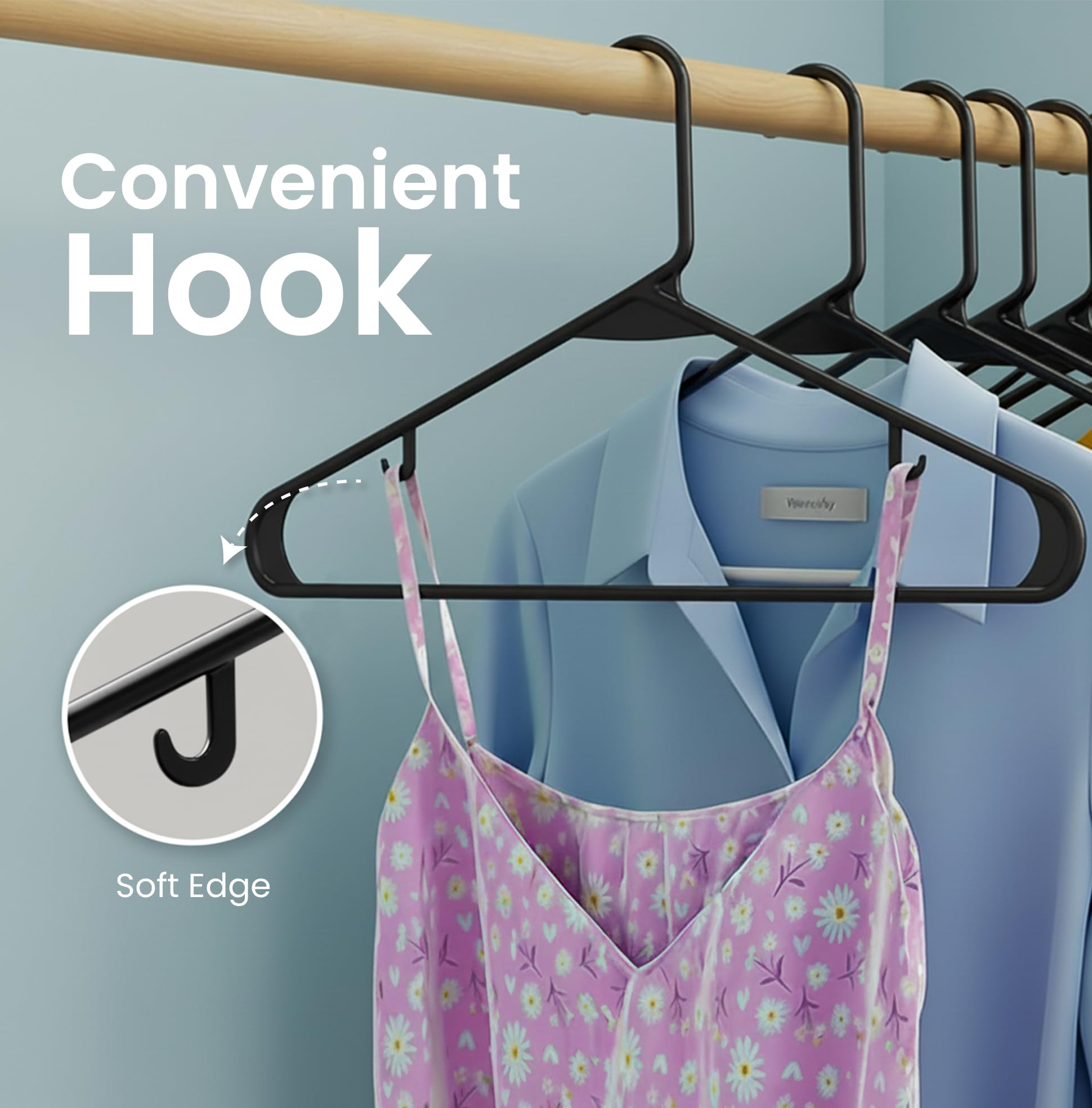 Utopia Home Plastic Hanger, 50 Pack, Black Clothes Hangers with Hooks, Durable Heavy Duty Coat Hangers for Shirts, Pants, Skirts, Jackets, Blouses, Dresses, and Everyday Closet Organization