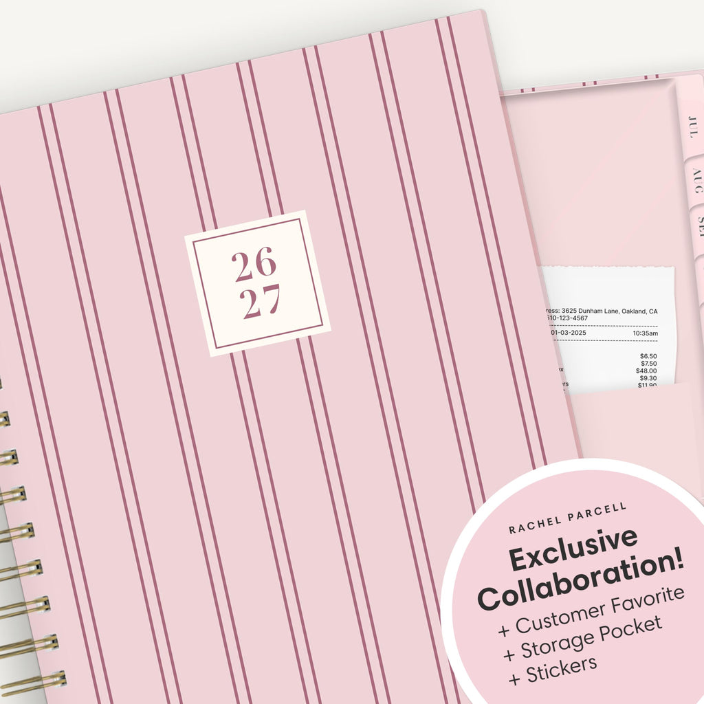Blue Sky Rachel Parcell 2026-2027 Daily and Monthly Academic Year Planner Calendar, July 2026 - June 2027, 7" x 9", Laminated Cover, Wirebound, Laminated Tabs, Storage Pocket, Includes Stickers, Laine