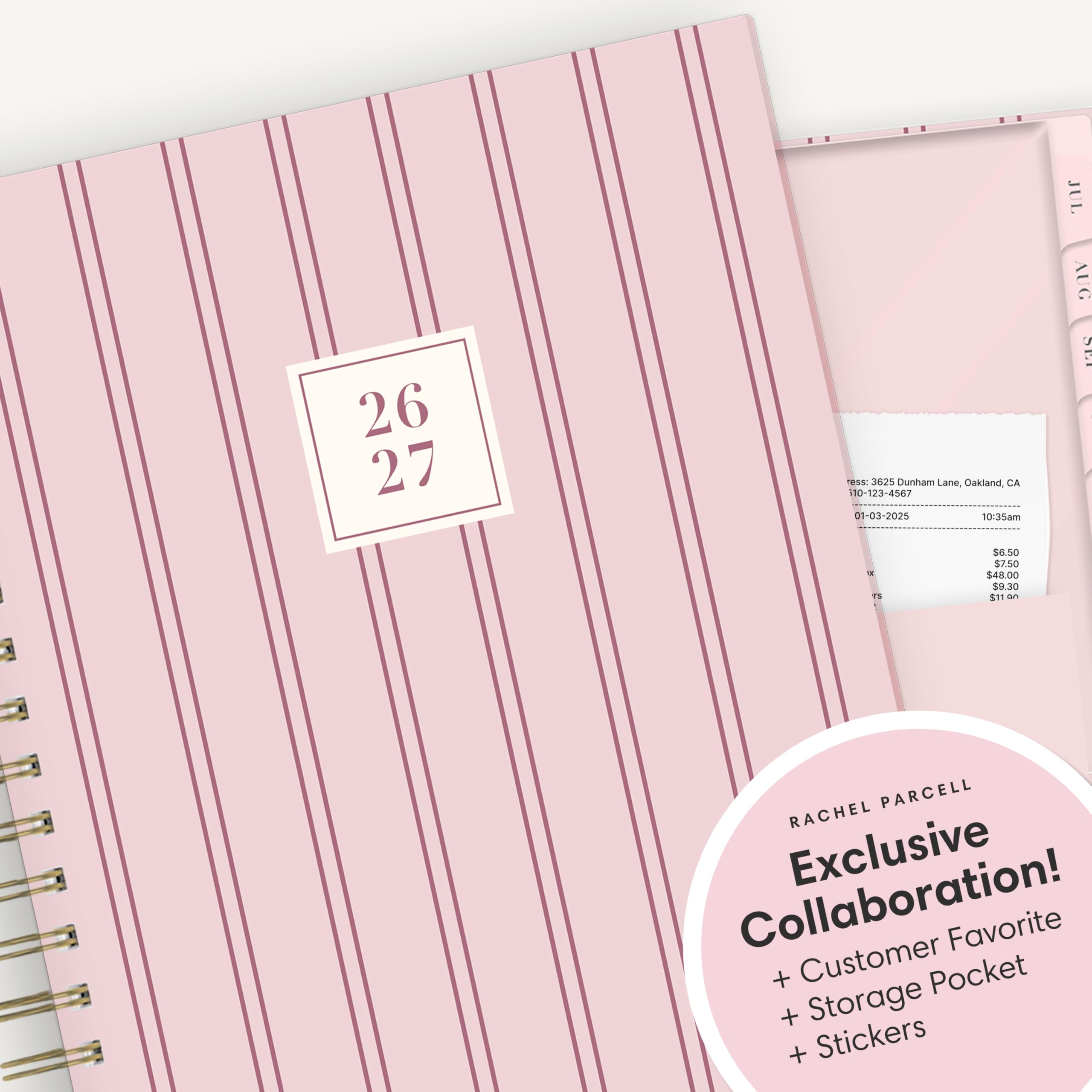 Blue Sky Rachel Parcell 2026-2027 Daily and Monthly Academic Year Planner Calendar, July 2026 - June 2027, 7" x 9", Laminated Cover, Wirebound, Laminated Tabs, Storage Pocket, Includes Stickers, Laine