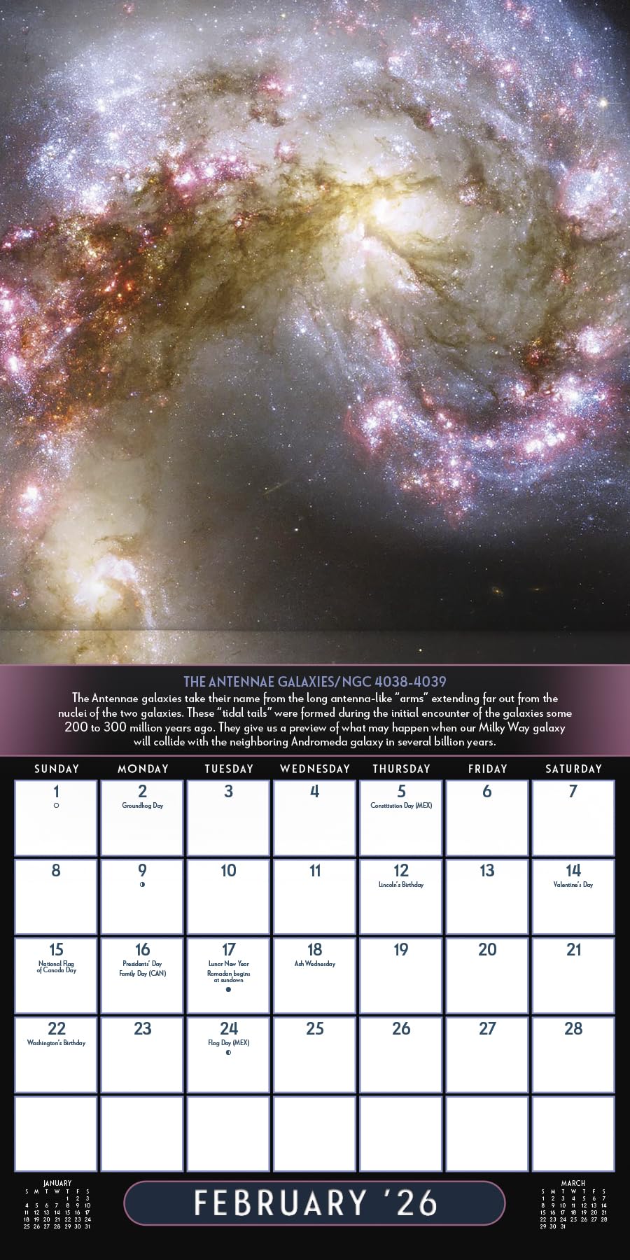 2026 NASA - Views from The Hubble Telescope Wall Calendar