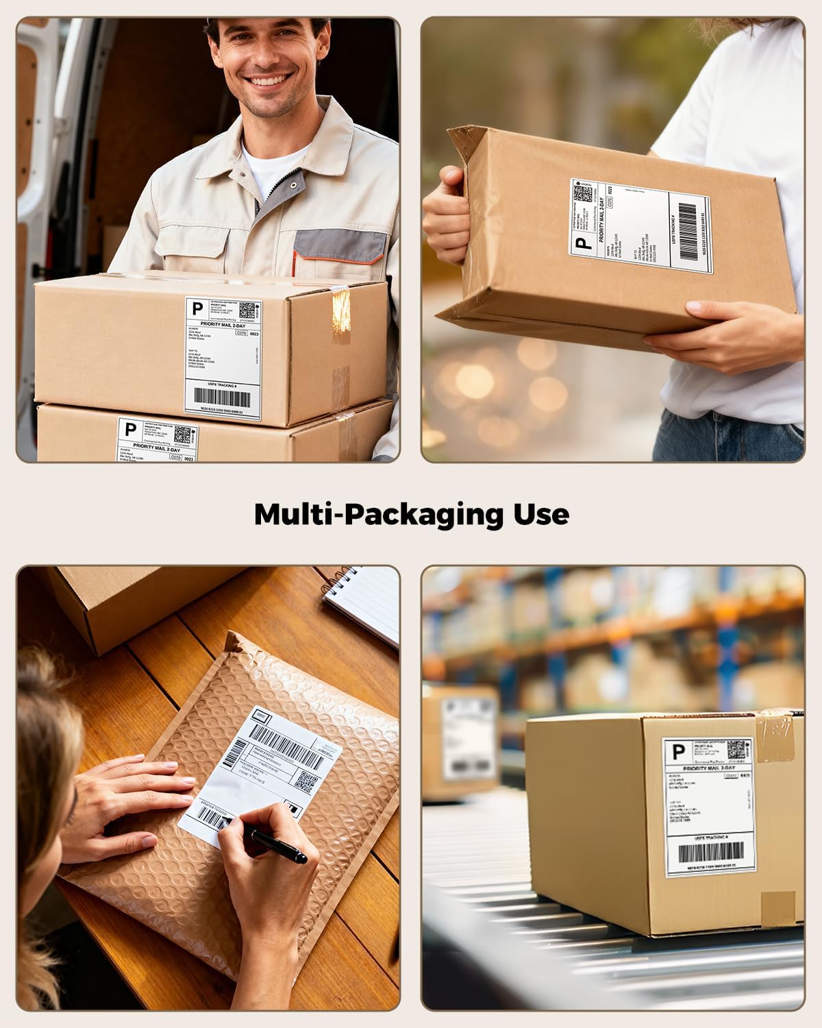 SVANTTO 4x6 Thermal Labels, Strong Adhesive and Perforated Shipping Labels, Thermal Printer Labels for Mailing Postage Address, Compatible with Rollo, Munbyn, Zebra & Nelko Printer（500Pcs/Stack）