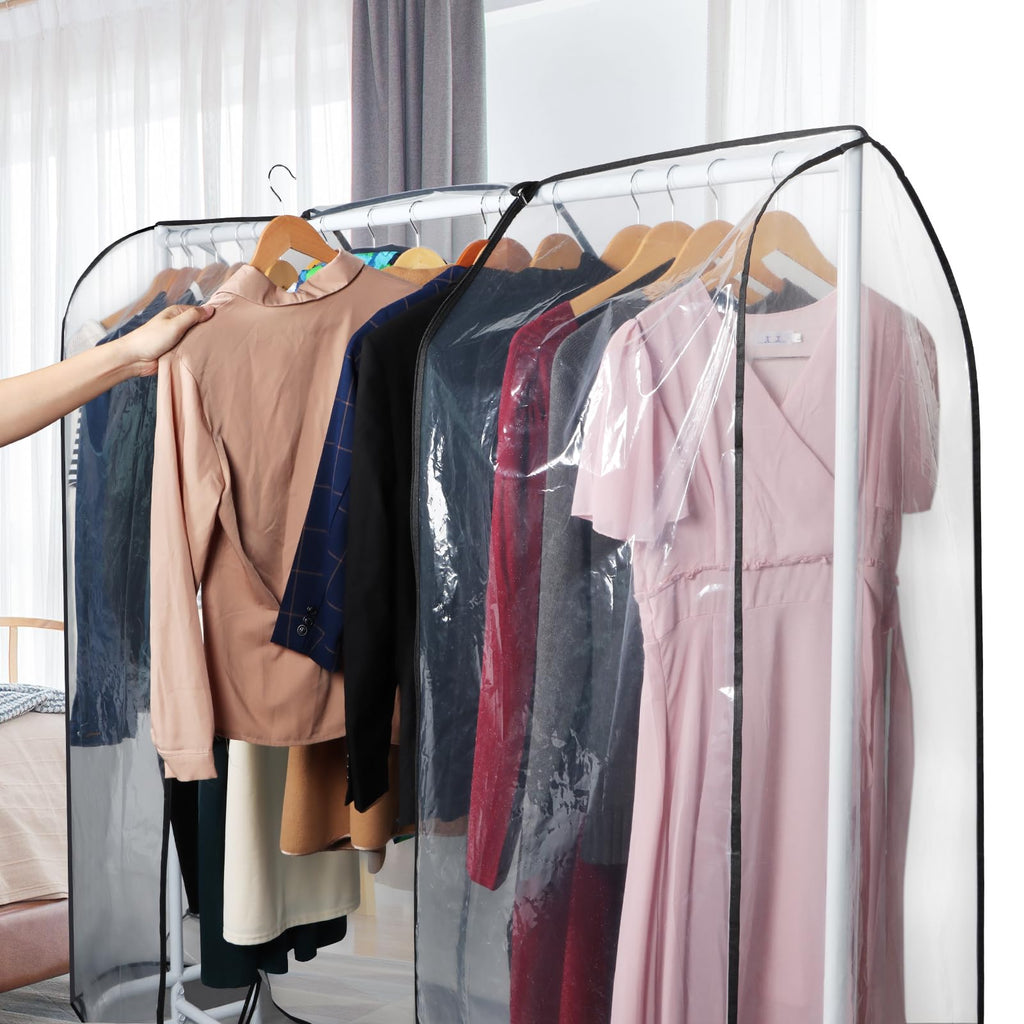 Zilink 50'' Clear Garment Rack Cover Dustproof Clothes Rack Cover Clear Garment Bags Waterproof Wardrobe Cover with 2 Durable Zippers for Garment Rack,(Rack Not Included)