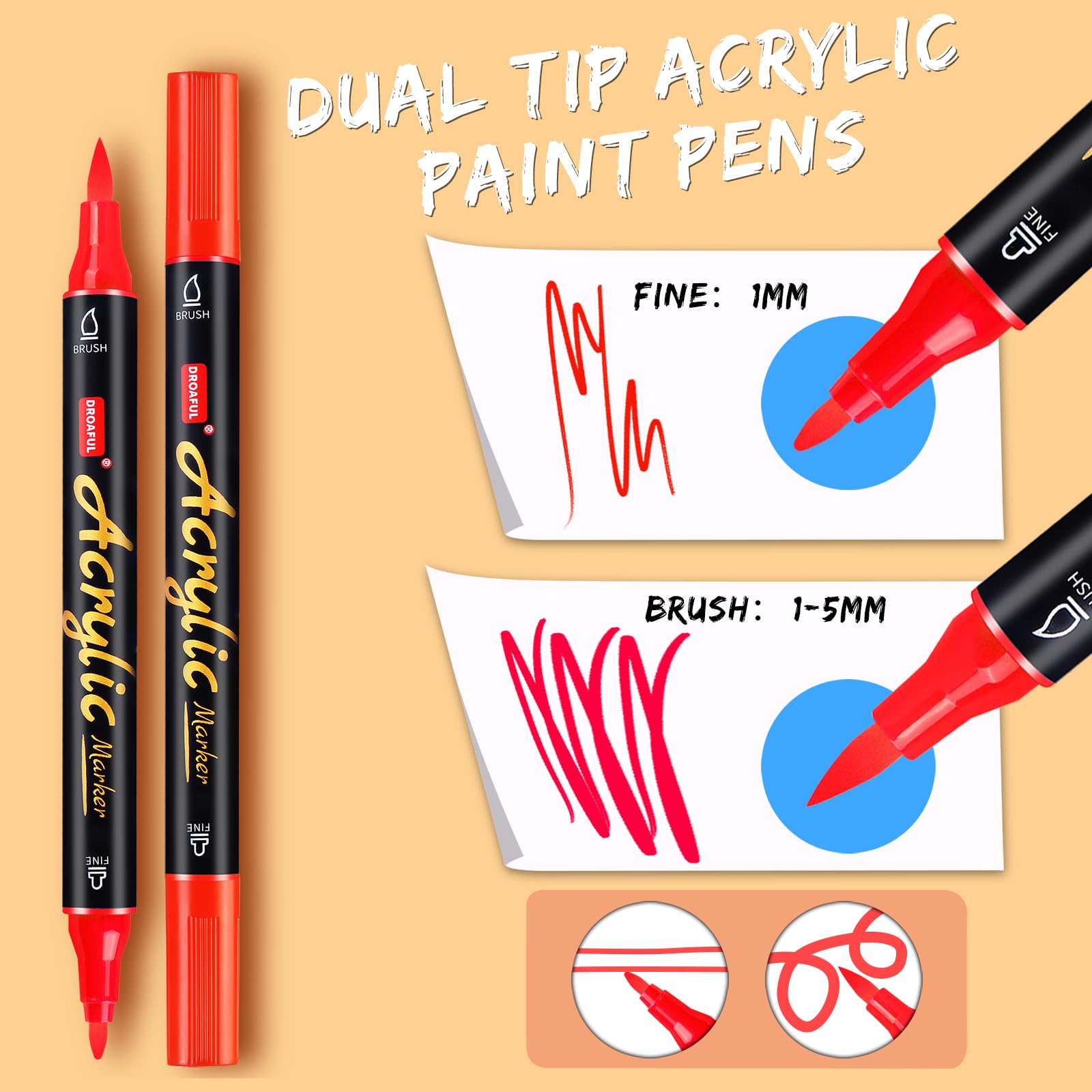 Acrylic Paint Pens Markers, 36 Colors Dual Tips Waterproof Paint Markers For Rock Painting, Fabric, Metal, Glass, Wood, Canvas, Ceramic, Plastic, Non-Toxic & Odor, Premium Art And DIY Craft Supplies