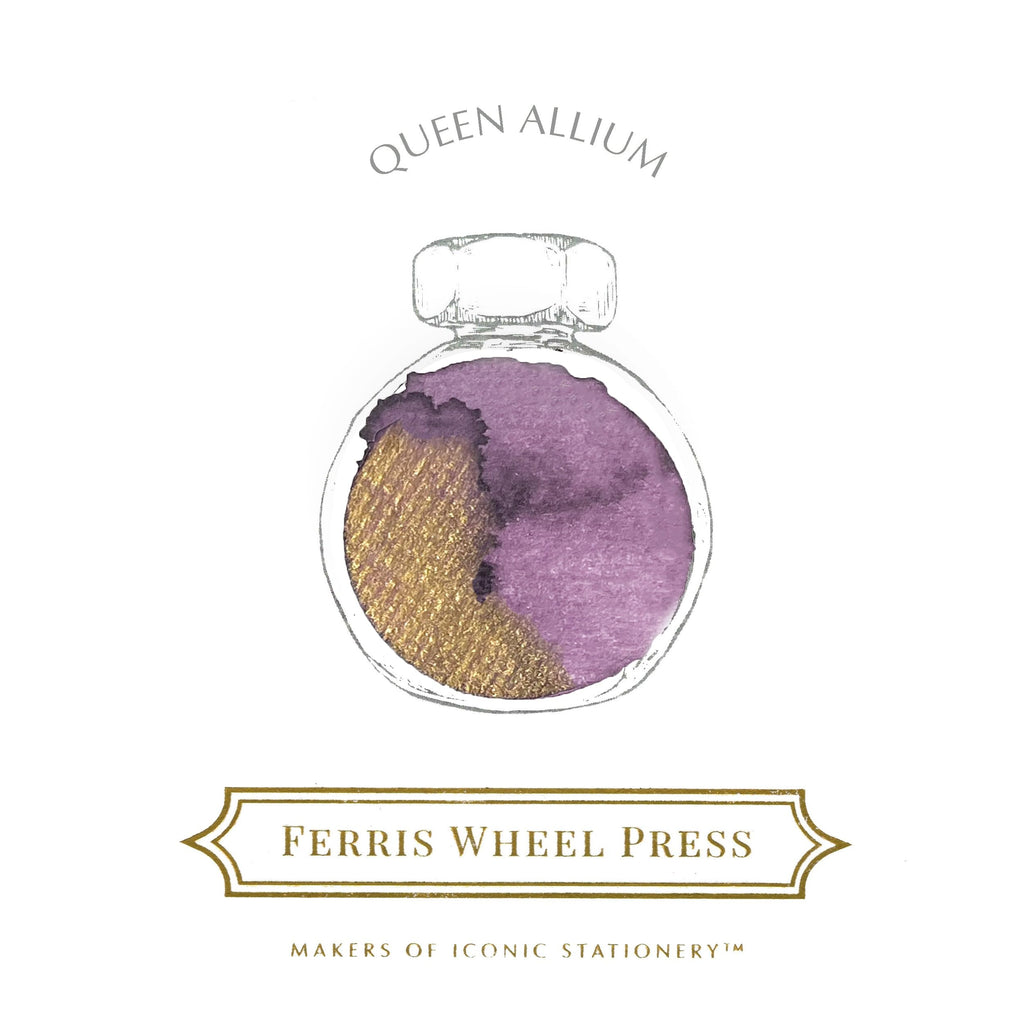 Ferris Wheel Press Ink, Everyday Ink Collection, Queen Allium, Allium Purple with Sparkling Gold, 38ml Fountain Pen Ink Bottle