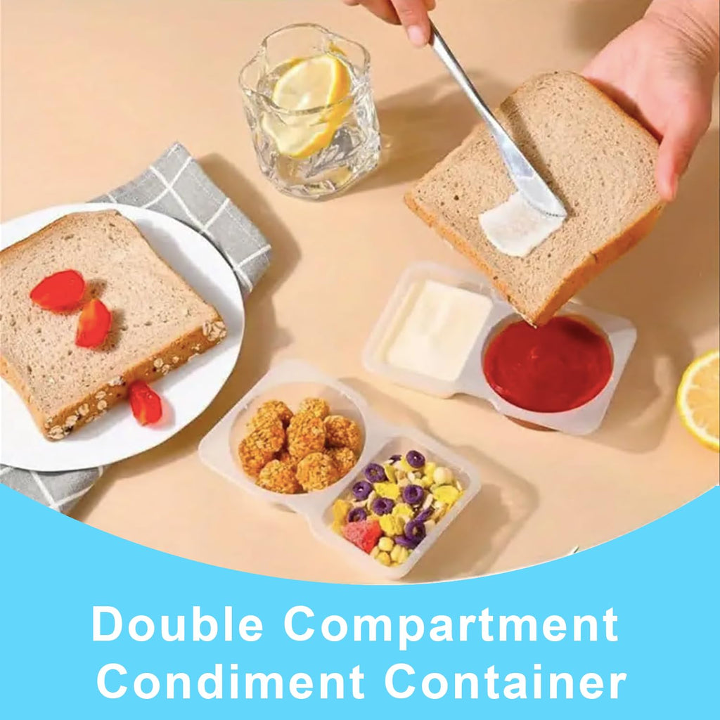Pure Future 20-Pack Reusable Double Compartment Snack Containers with Lids - BPA-Free PP Meal Prep Bento Boxes for Kids Lunch, Fruit & Dips, Microwave/Dishwasher Safe