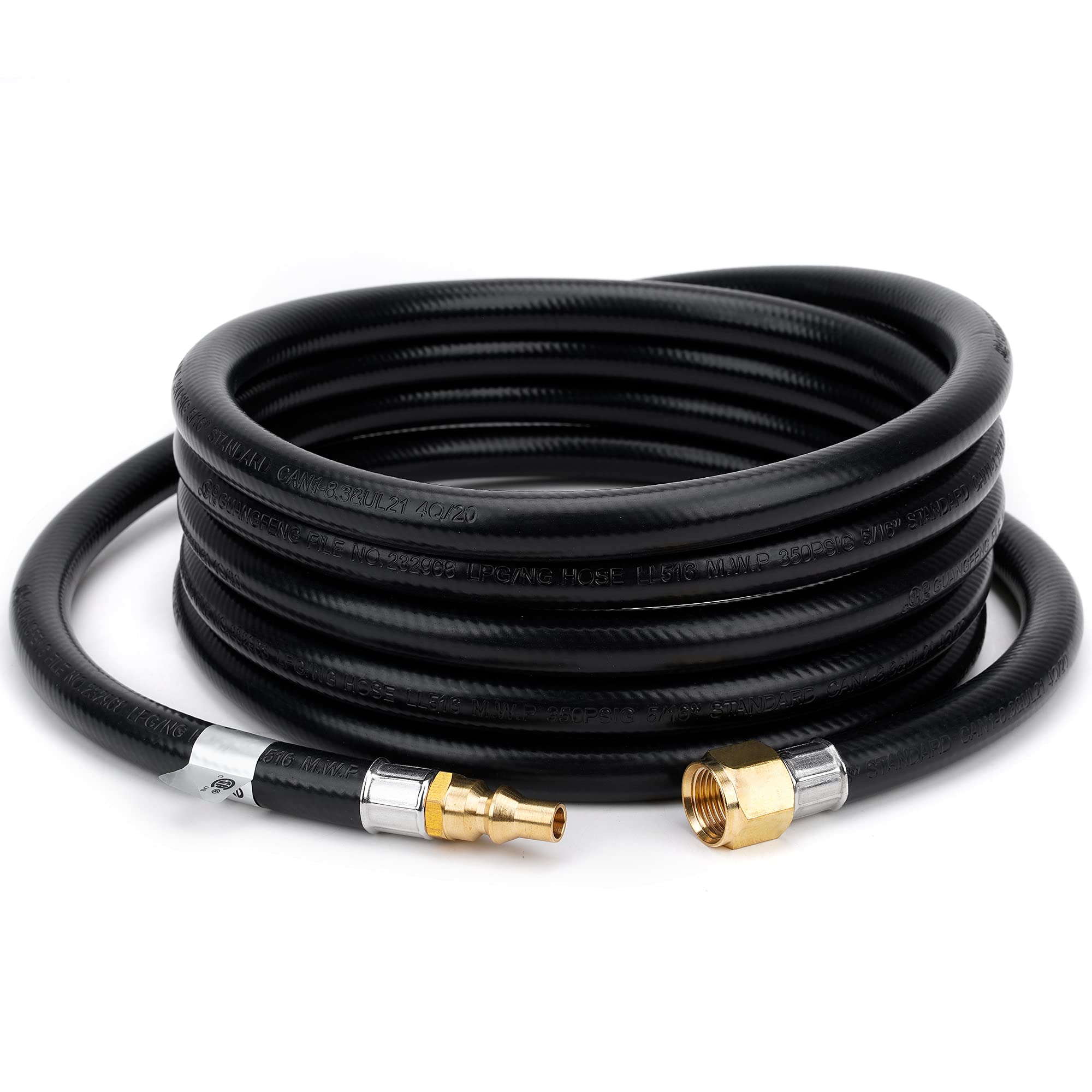Stanbroil 12 Feet RV Propane Quick-Connect Hose for RV to Grill - Easy Release RV Connection Hose for Fire Pit, Camp Chef Stove, Pit Boss Burner Grill - 3/8 Female Flare x 1/4 Full Flow Male Plug