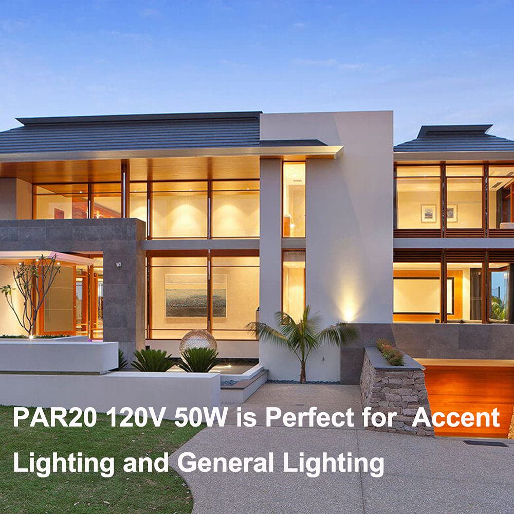 Par20 Halogen Light Bulb 120V 50W, 2 Pack High Brightness Par20 Flood, Dimmable Par 20 Warm White 3000K, Long Lifespan Bulb Par 20 E26 Base Great for Track and Recessed Lighting