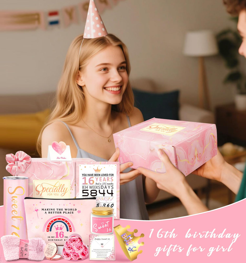 Sweet 16 Gifts for Girls, 16th Birthday Gifts Ideas for Girls, Unique Trendy Stuff for 16 Year Old Girl Teen, Daughter, Niece, Granddaughter, Her Happy 16th Birthday Decorations