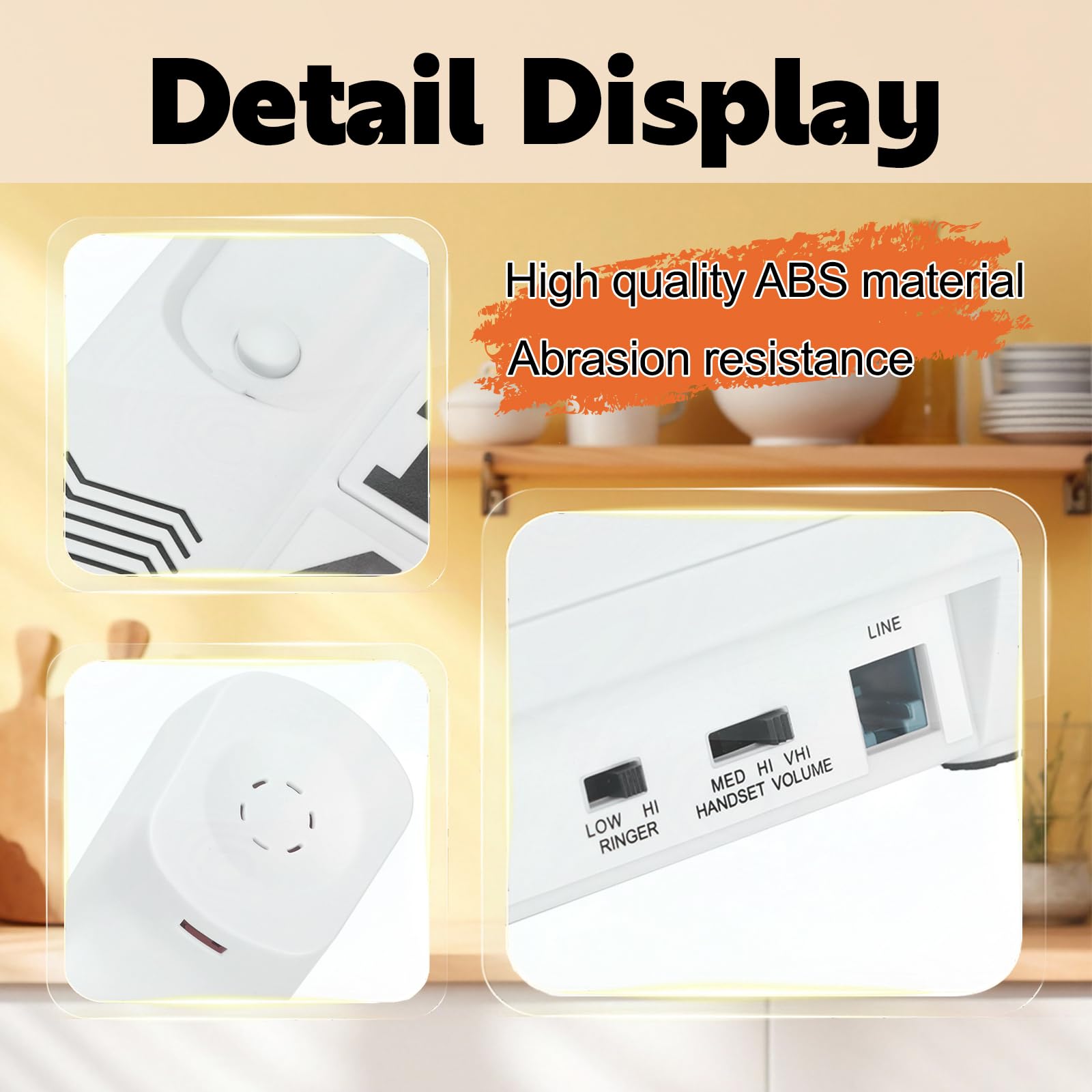 Corded Phone, Big Button Senior Landline Phones for Impaired Hearing and Vision, Ringer, Desktop Fixed Telephone for Home, Office