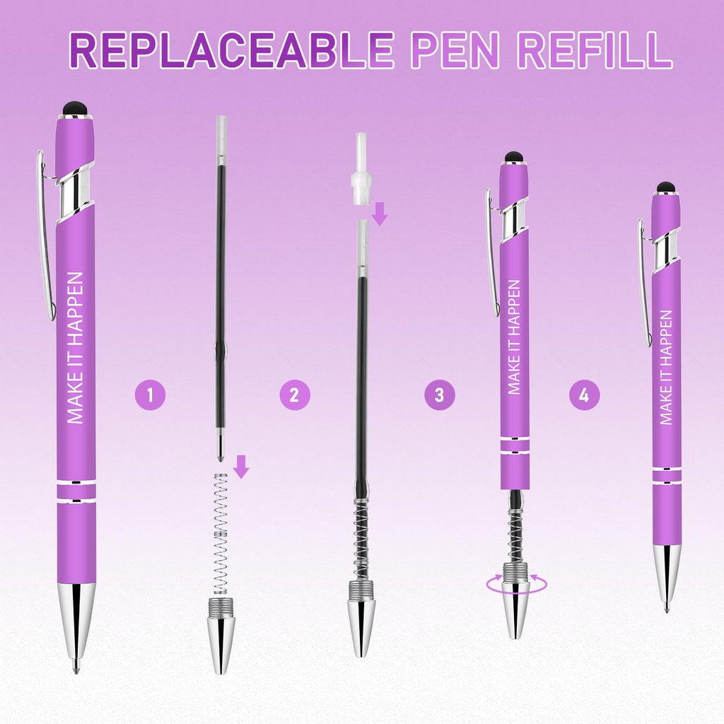 Luxeviss 30 Pcs Inspirational Pens Bulk - Motivational Ink Ballpoint Pen with Quotes Stylus Tip Nurse Gifts for School Coworkers Office Supplies