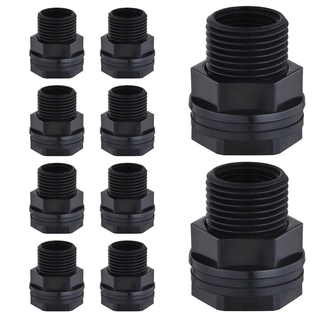 PVC Bulkhead Fitting Double Threaded Bulkhead Water Tank Connector for Rain Barrels
