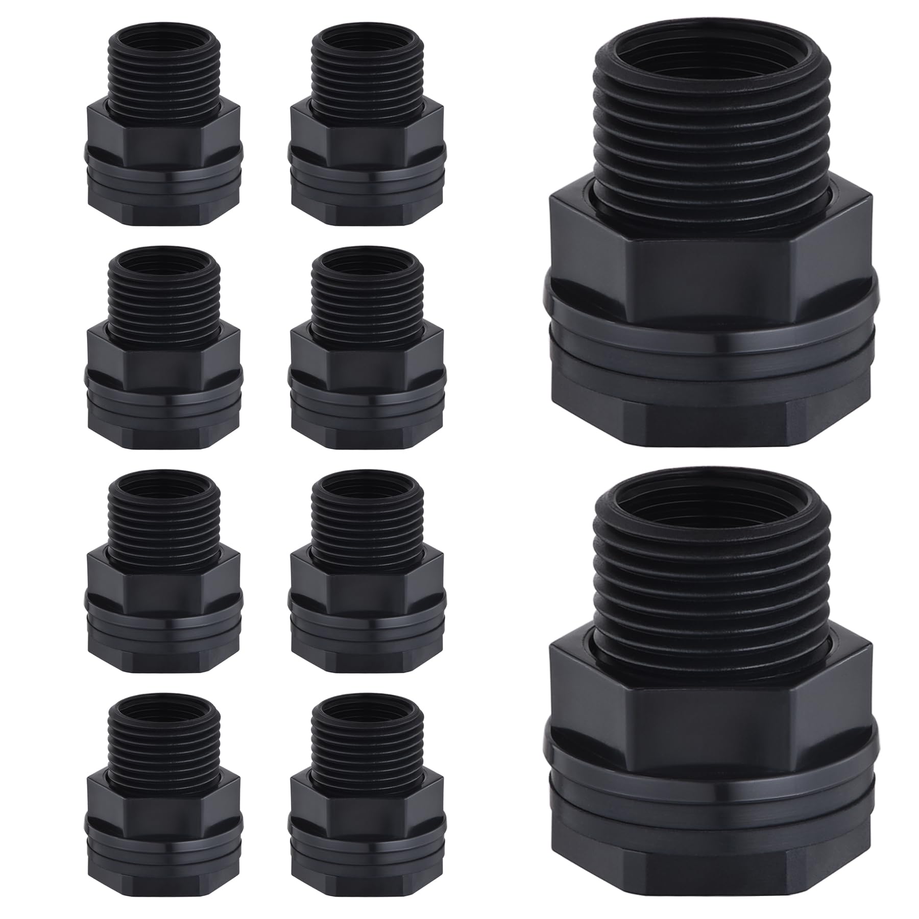 PVC Bulkhead Fitting Double Threaded Bulkhead Water Tank Connector for Rain Barrels