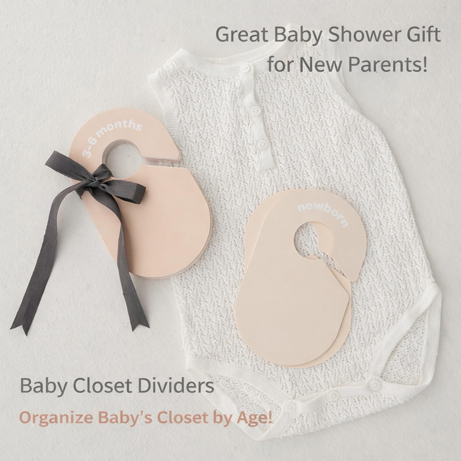 3 Sprouts Baby Closet Dividers Set of 8 - Baby Clothes Organizer & Wardrobe Hanger - Nursery Infant Closet Organizer for Baby Clothing by Size or Age from Newborn to Toddler Boy & Girl - Neutral