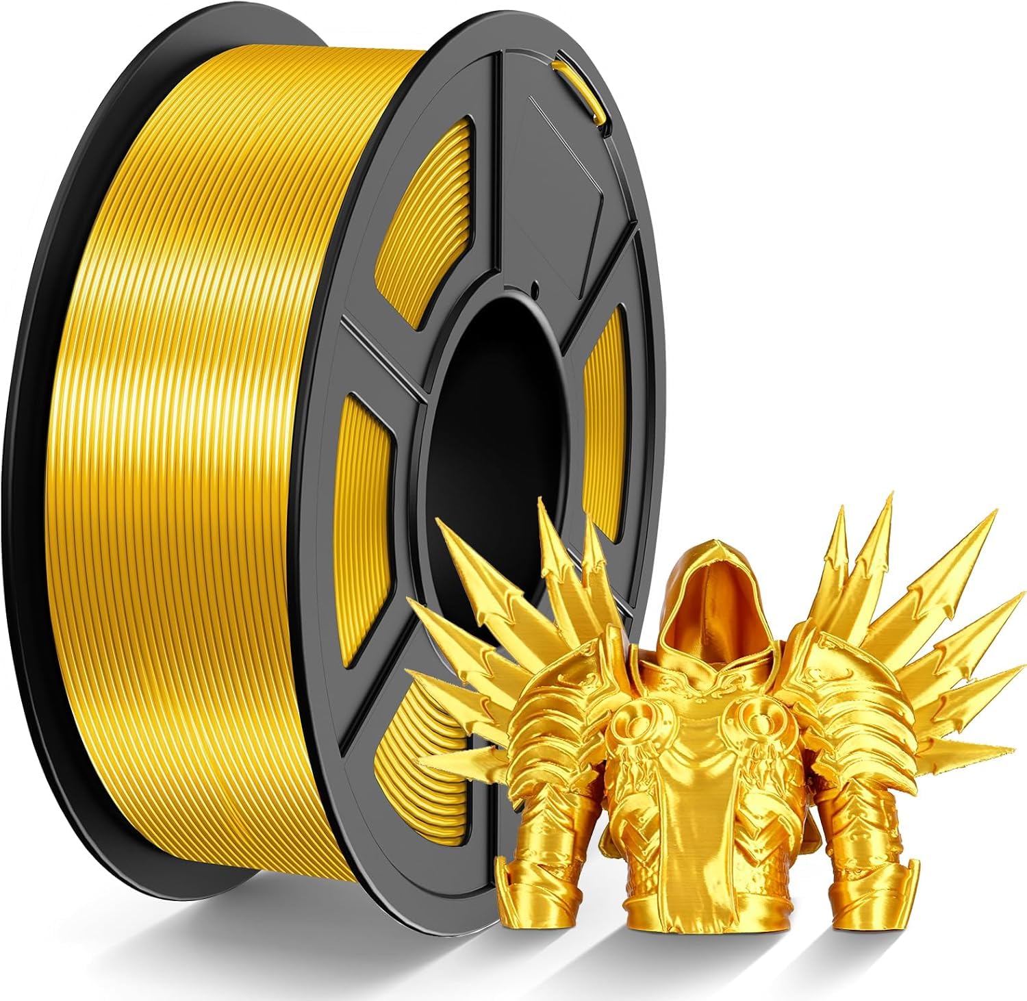 TECBEARS Shiny Silk PLA Filament 1.75mm, Silk Light Gold 1KG, High Gloss Surface 3D Printer Filament, Dimensional Accuracy +/- 0.02mm, 1kg Spool(2.2lbs), Fits for Most FDM 3D Printers
