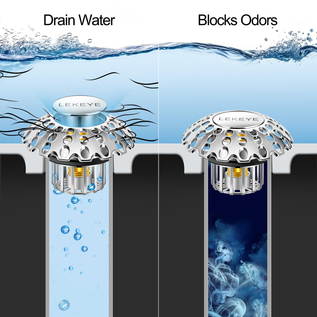 LEKEYE Tub Stopper | Shower Drain Hair Catcher | Bathroom Bathtub Plug | Pop Up Bathtub Drain Stopper for 1-1/2" to 1-3/4" Bath Drain Hole