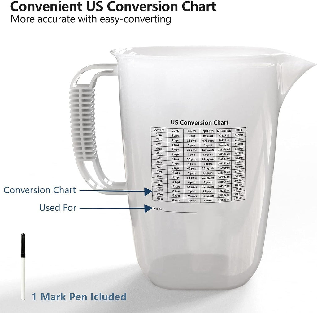 WhiteRhino 4L Measuring Jug, Extra Large Measuring Cup, Measuring Cup, Food Grade Material, Ideal for Painting, Chemicals, Motor-Glass Measuring Plastic