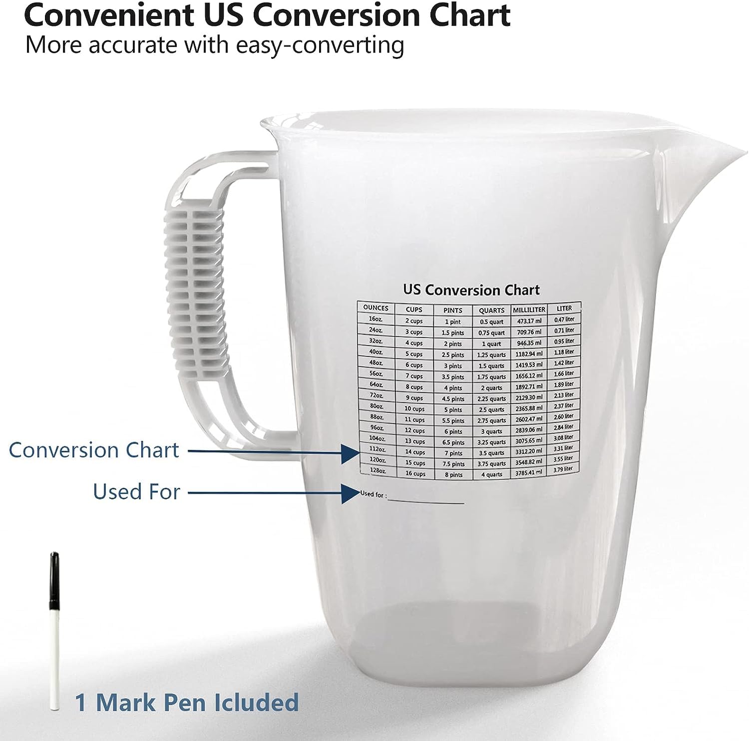 WhiteRhino 4L Measuring Jug, Extra Large Measuring Cup, Measuring Cup, Food Grade Material, Ideal for Painting, Chemicals, Motor-Glass Measuring Plastic
