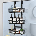 LOOBOV Shower Caddy Hanging, Over Glass Door Shower Shelf, 3-Tier Bathroom Organizer/Rack No Drilling (Black)