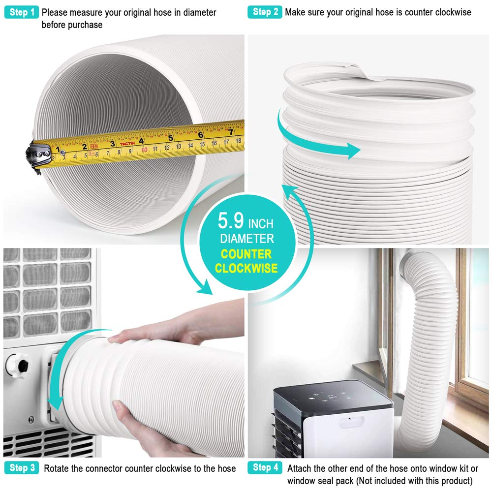 Air Conditioner Hose, Portable Exhaust Vent Hose with 5.9 Inch （6”） Diameter, Counterclockwise AC Hose Length to 80 Inch, Universal Replacement AC Vent Hose for LG and Many More Portable AC