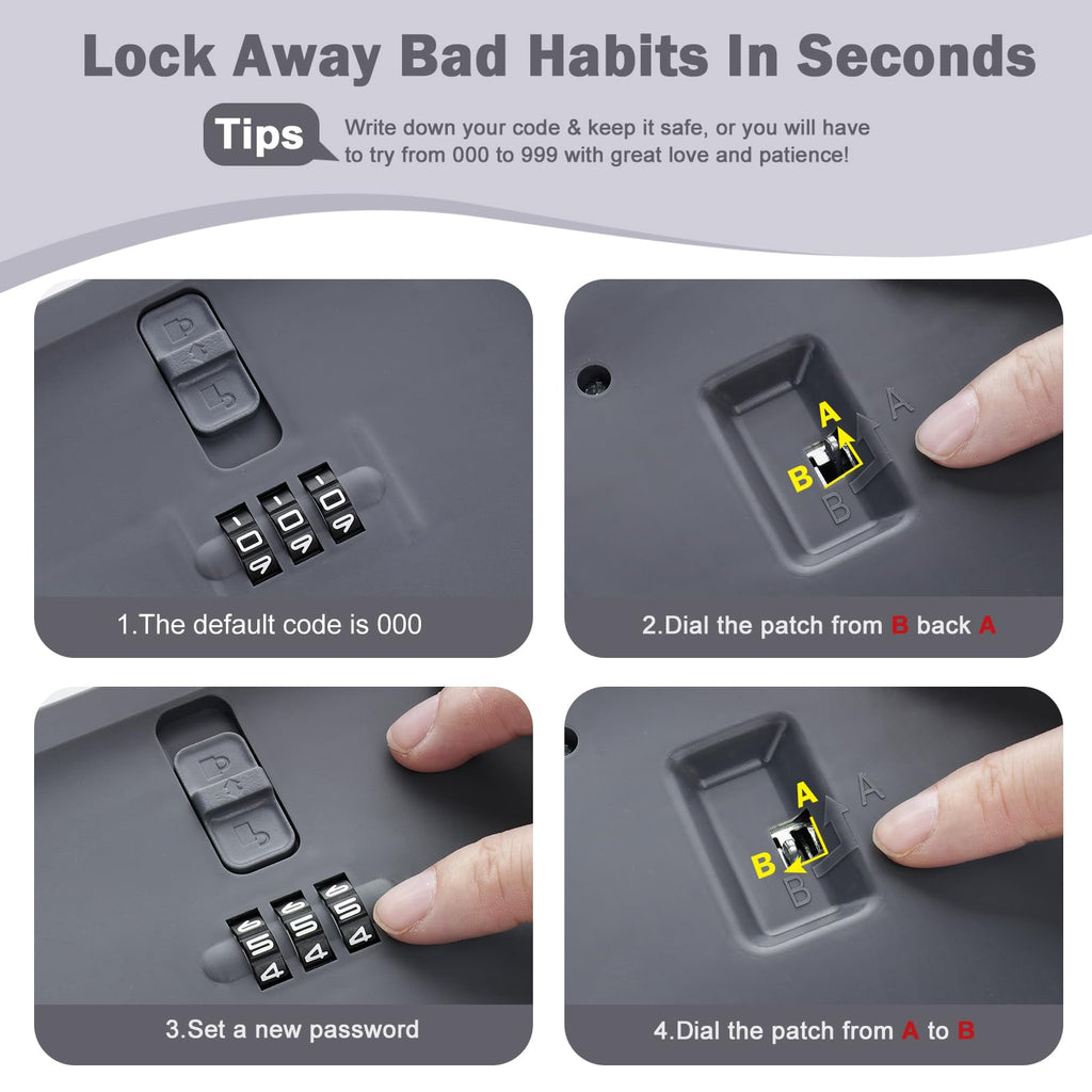 Lockable Storage Box, Small Lock Box with Locking Lid for Phone/Medicine Safe/Food Home/Fridge/Office/Personal Items/Travel/Gift,9.25 x 5.04 x 3.62’’
