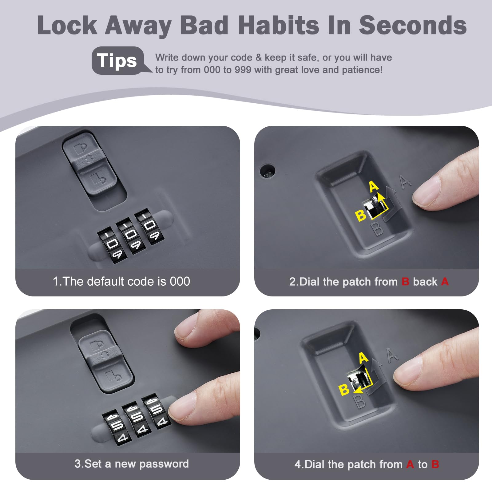Lockable Storage Box, Small Lock Box with Locking Lid for Phone/Medicine Safe/Food Home/Fridge/Office/Personal Items/Travel/Gift,9.25 x 5.04 x 3.62’’