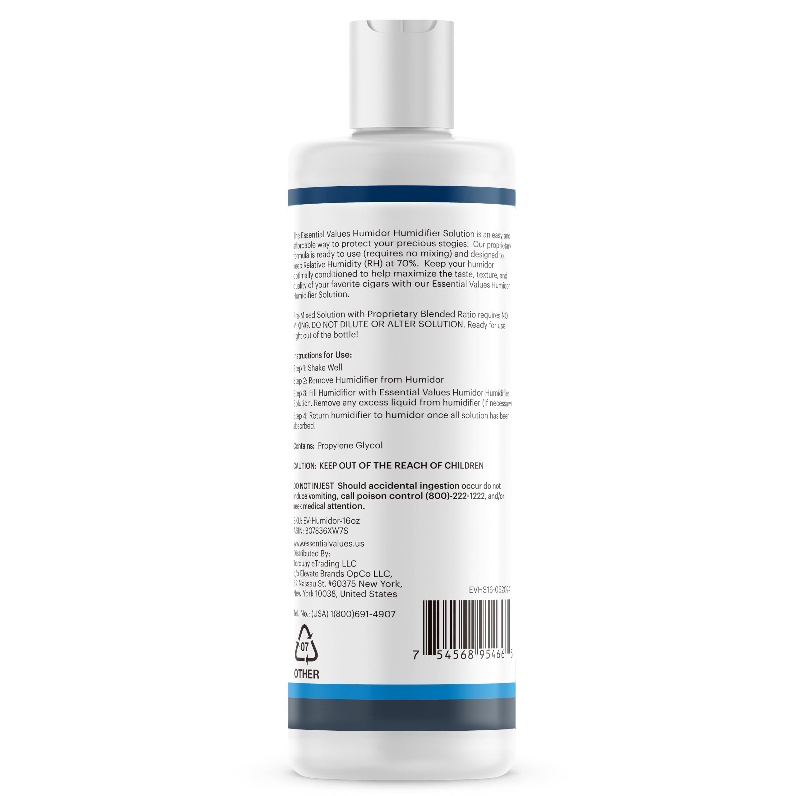 Essential Values Cigar Humidor Solution (1 Pack) 16oz Propylene Glycol Solution (PG Solution) for Humidifiers. Humidor Accessories and Supplies