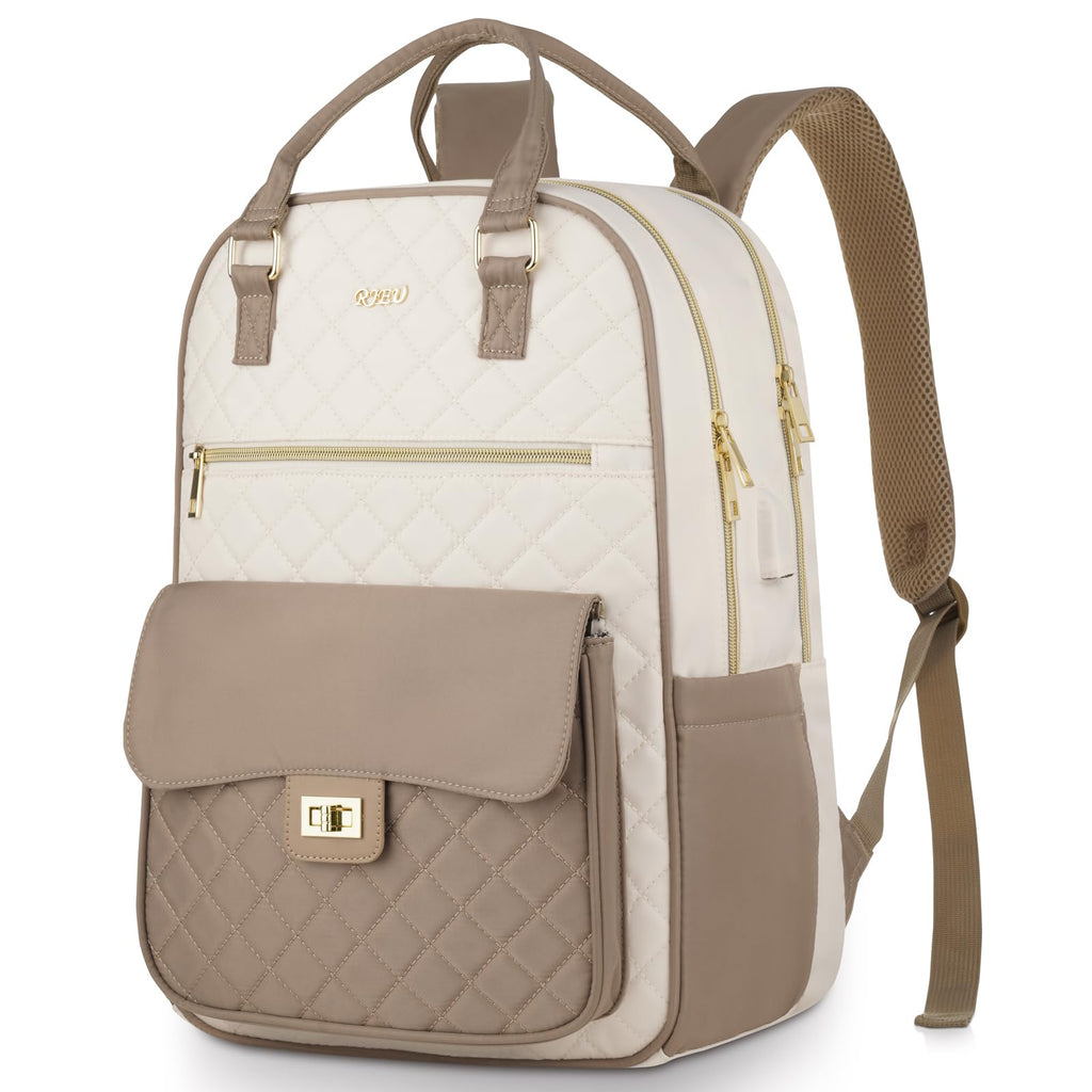 Backpack for Women,Laptop Bag for Travel Work College Teacher,School Backpack for Teen Girls Student,Sac a Dos Femme Voyage,Ladies Gifts,KhakiBeige
