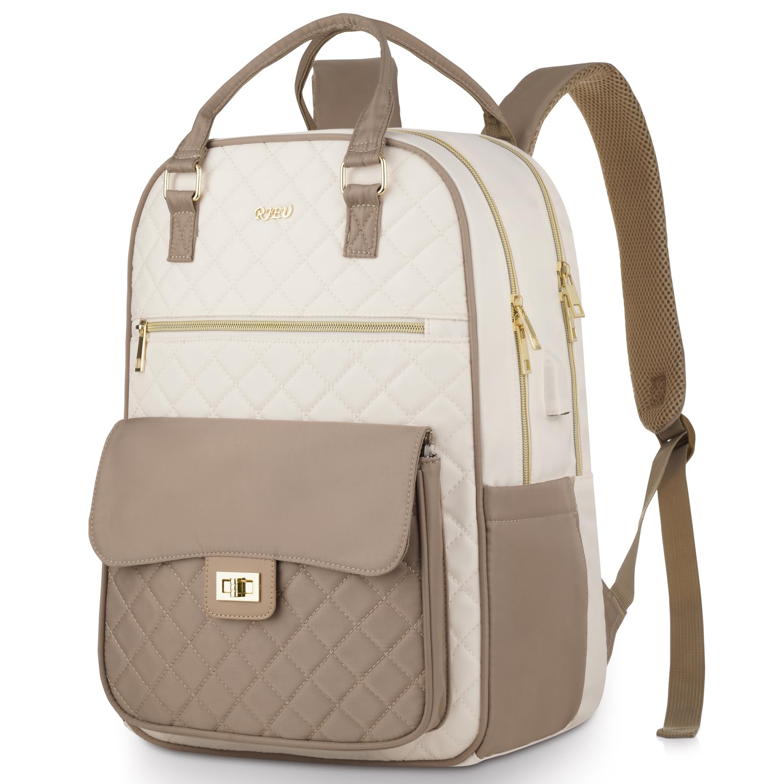 Backpack for Women,Laptop Bag for Travel Work College Teacher,School Backpack for Teen Girls Student,Sac a Dos Femme Voyage,Ladies Gifts,KhakiBeige