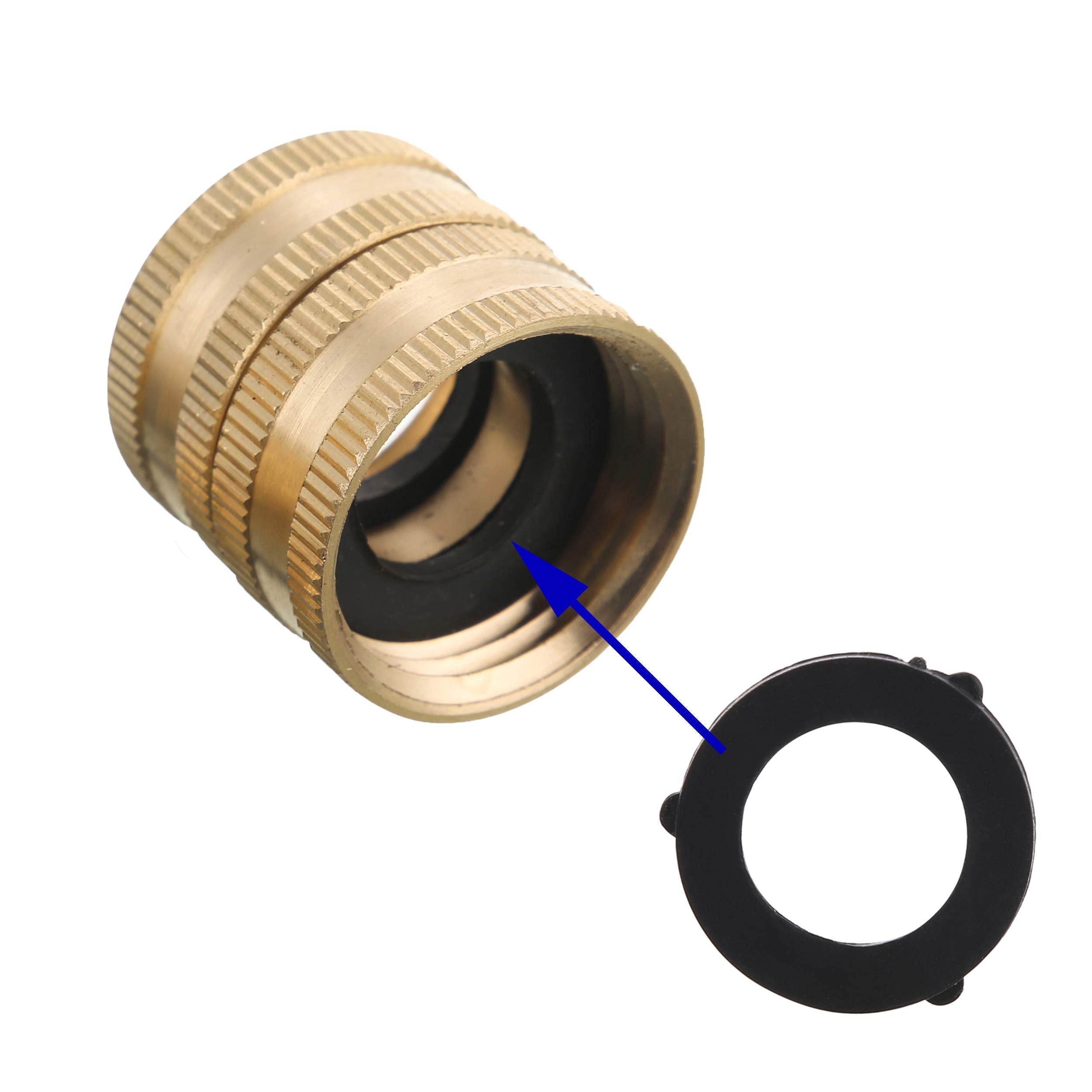 M MINGLE Garden Hose Adapter, Male to Male, Female to Female, 3/4’’ Brass Connector, 4-Pack with Extra 4 Washers