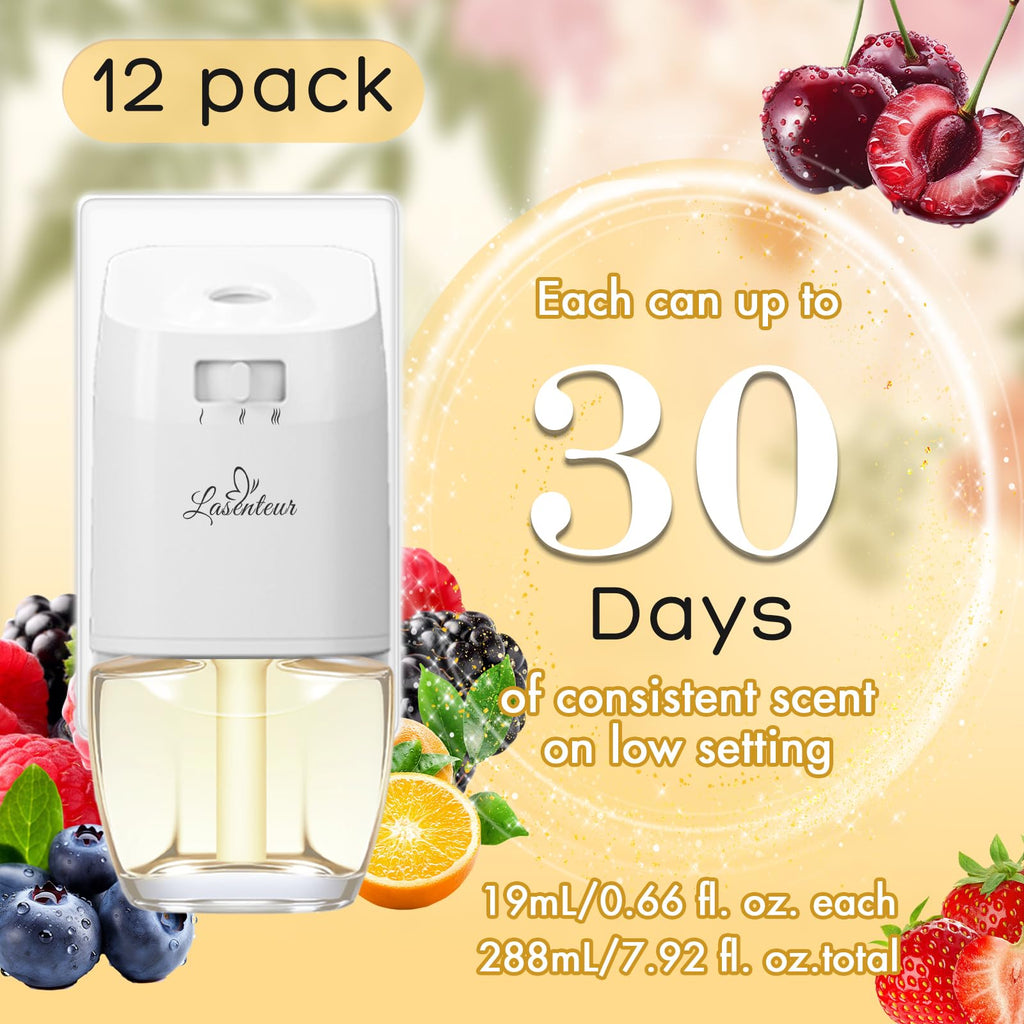 Plug In Air Fresheners for Home, 12ct – Black Cherry, Tropical Berries, Citrus, Honeydew Melon, Wall Plug in Refills, Room Freshener for Home, Compatible with Air Wick & Glade, Not for Glad Plus