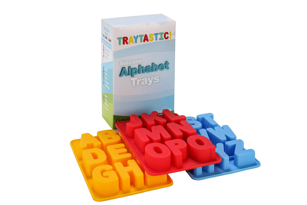 Traytastic! Silicone Letter Mold A-Z Alphabet - Large 1.5" Cavity - Wax Crayons, Resin, Candy, Chocolate, Crafting, Baking, Molding, Melting - Oven & Dishwasher Safe, BPA Free