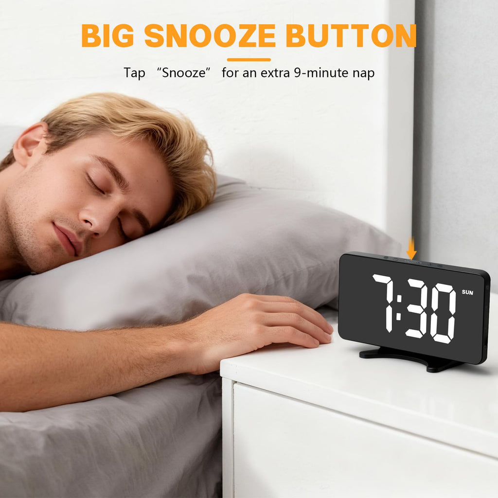Digital Alarm Clock for Bedroom, Easy Setup Electronic Dual Alarm Clock with Large Numbers, Power-Off Memory Adjustable Brightness Bedside Clock with 5 Alarm Modes, 12/24H Display for Home, Office