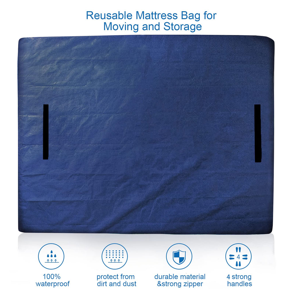 Mattress Bags for Moving and Storage Queen Size - Waterproof Cover With Heavy Duty Handles, Strong Zipper - Reusable Storage Bag, Moving Supplies