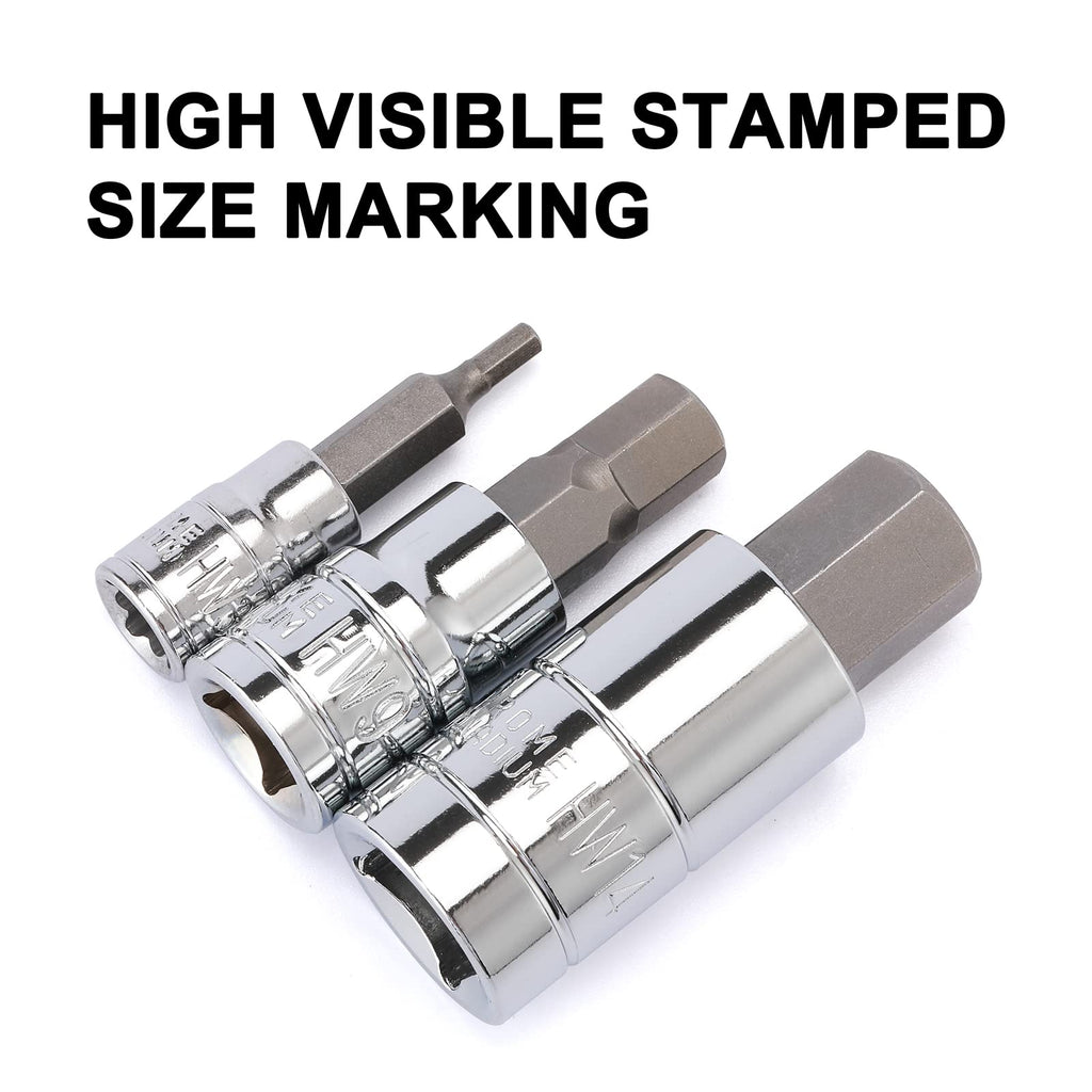 Mayouko 13PCS Metric Hex Bit Socket Set, CR-V Allen Bit Socket Kit, S2 Steel, 2mm - 14mm