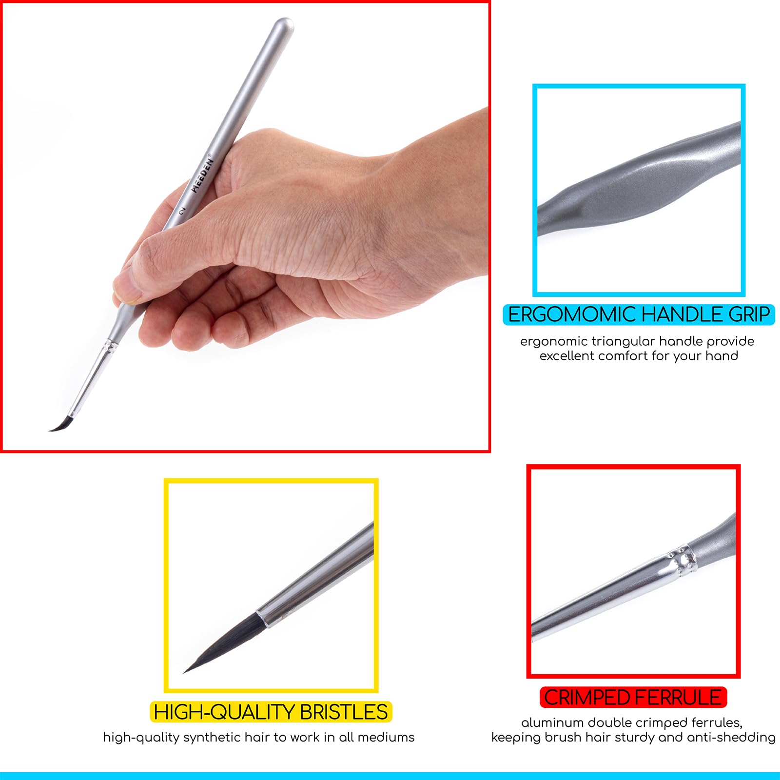 MEEDEN Micro Detail Paint Brush Set,15 Tiny Professional Miniature Fine Detail Brushes Detailing Paint Kit for Acrylic, Watercolor, Oil - Models, Airplane Kits, Nail Painting