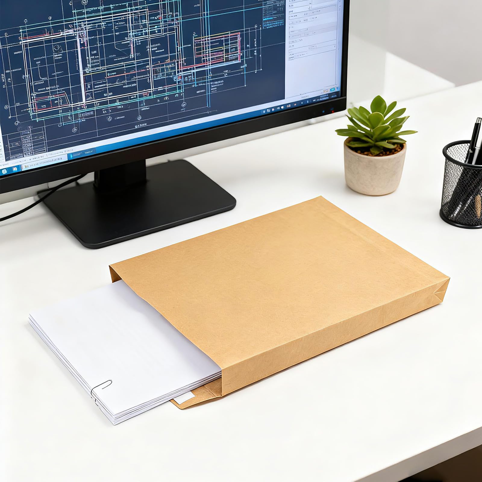 Neehows 15 Pack Expandable Large Kraft Envelopes, 9.3" x 13" Big Mailing Envelopes Self Seal Anti Tear Catalog Envelopes for Business Office Paper Documents File Storage - Brown