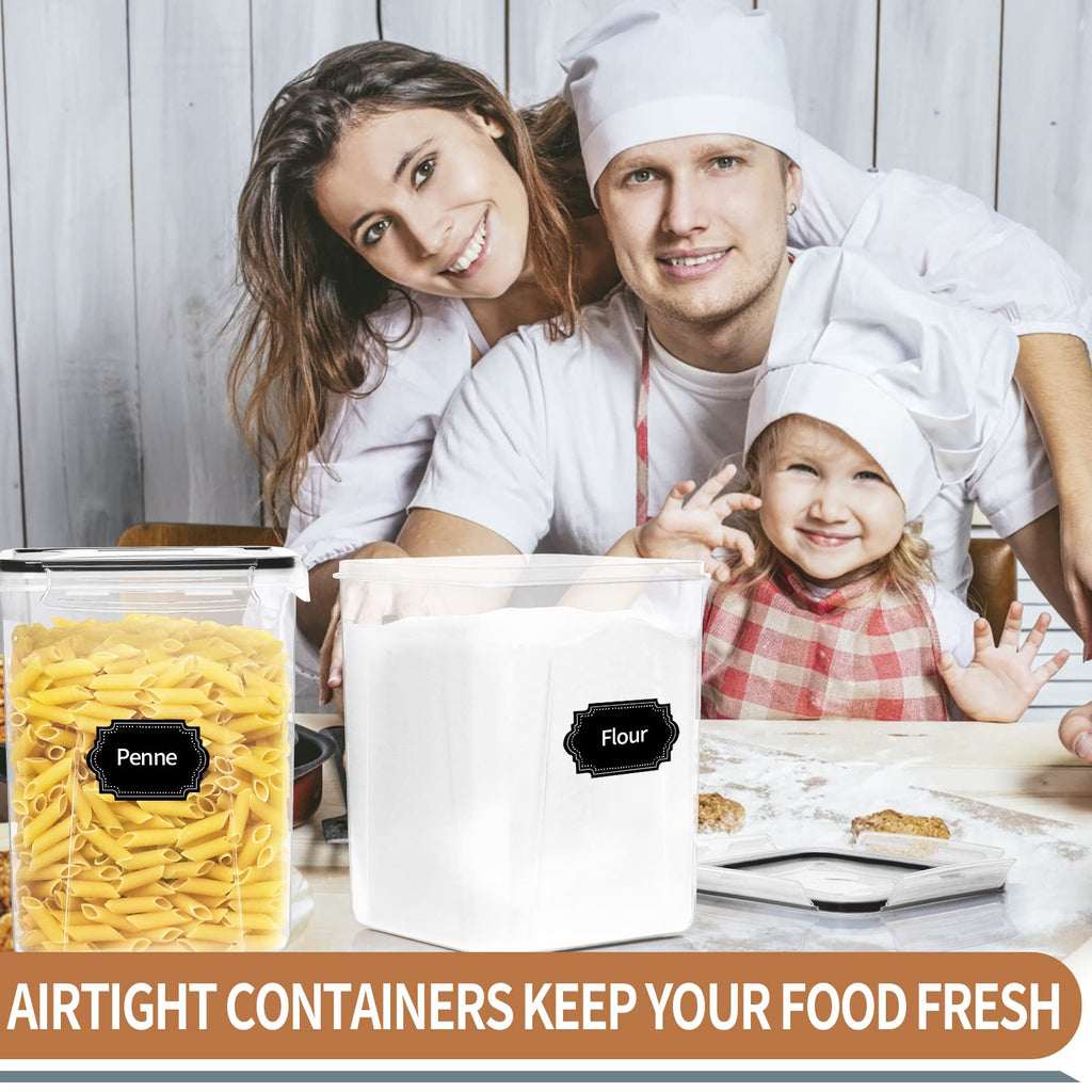 Large Tall Airtight Food Storage Containers with Lids, 4 PCS 5.2L, Kitchen Pantry organizers and storage, PRAKI Kitchen Storage Containers Set for Cereal, Flour & Baking Supplies with Labels & Marker