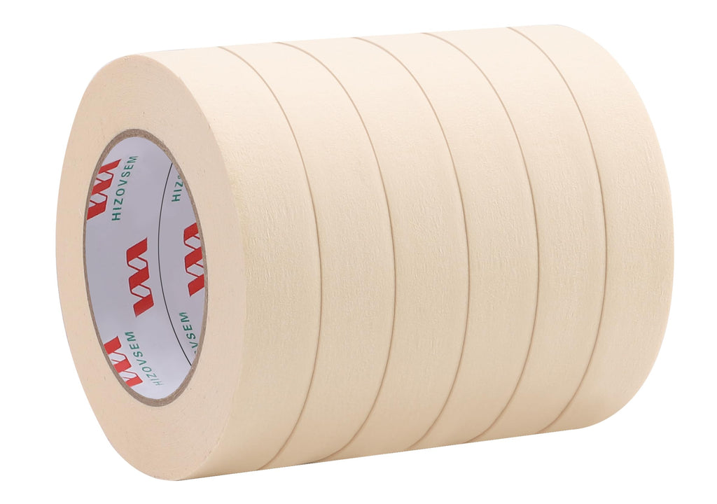 HIZOVSEM Masking Tape 1 inches, 6 Pack Adhesive Painting Tape Bulk for General Purpose Use, 1 inches x 60 Yards x 6 Rolls, 360 Yards in Total
