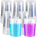 Worldity 50 Pack 600 ML Plastic Measuring Cup, Disposable Graduated Cups, Clear Paint Mixing Cups for Resin Paint, Epoxy, Thinner, Baking (20 Oz)
