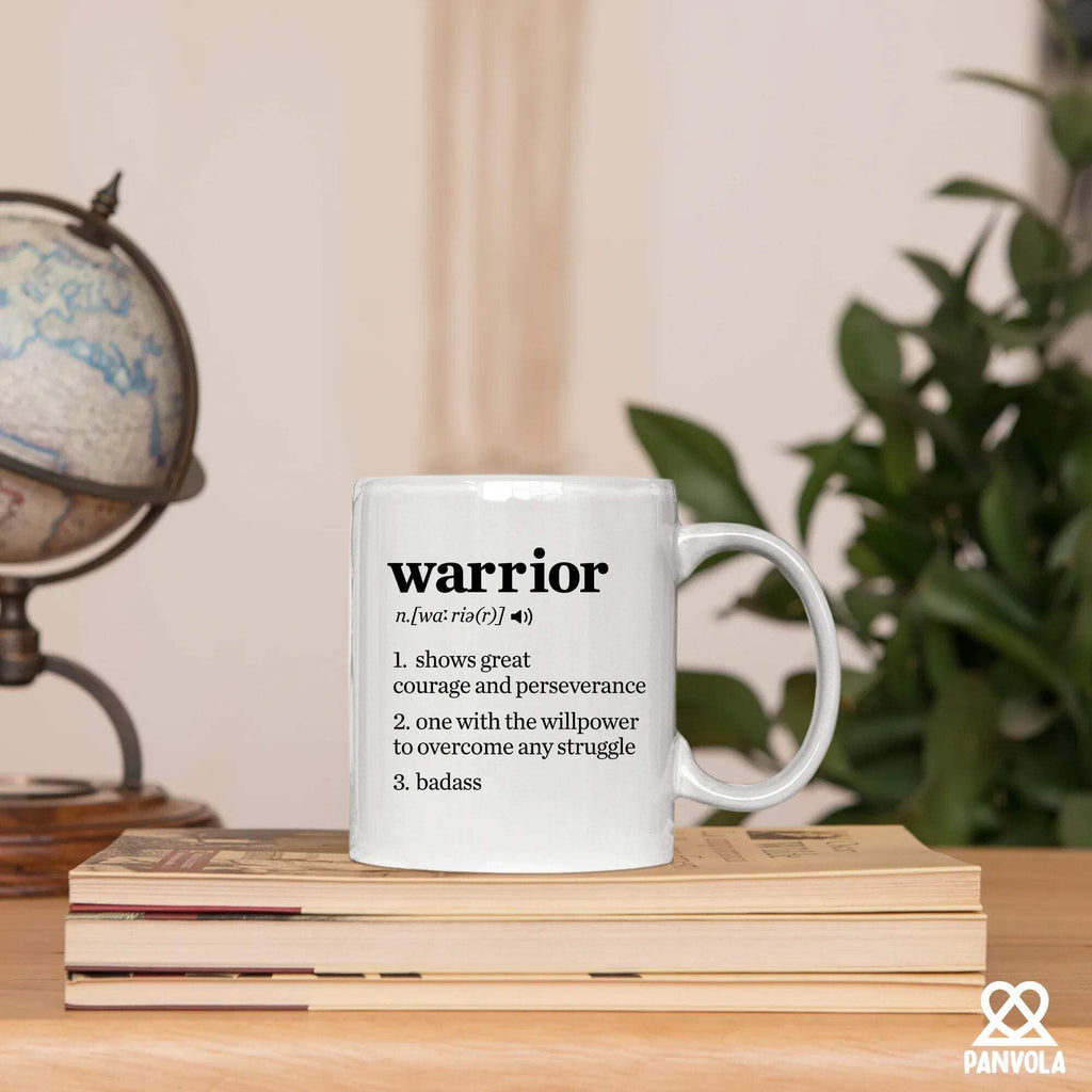 Warrior Definition Mug Cancer Survivor Gifts Breast Cervical Lung Colon Cancer Patient Recovery Get Well Soon Inspirational Gifts for Women Men Novelty Drinkware Ceramic Mug 11 oz White