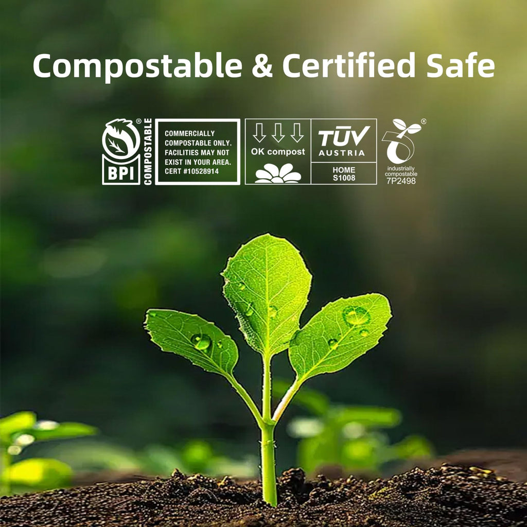 Compostable Trash Bags, Small Compost Bags 3 Gallon, 16.9" x 17.7", Compostable Food Scrap Bags for Kitchen Waste, 0.8 Mils Thick Green Bin Liners for Garbage Disposal, 50-Count