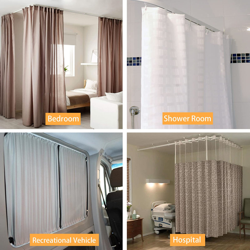 Flexible Ceiling Curtain Track | 5 Meters Curved Curtain Rail with Mute Rollers | Bendable Mount for Shower/Bay Window/RV Curtain/Room Divider